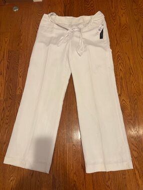 Counterparts White Wide Leg Pants with Tie Waist, Size 16